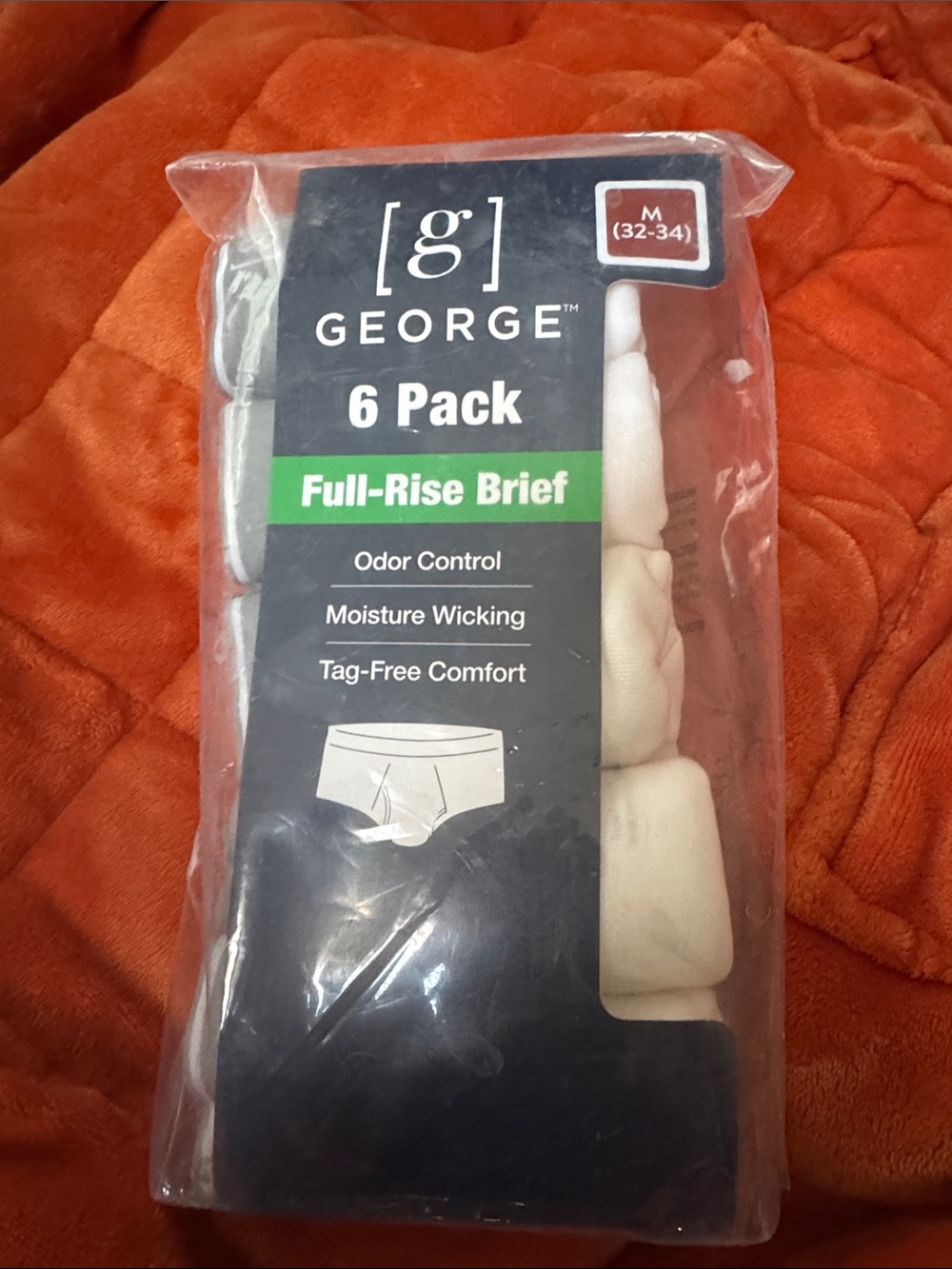 George Men’s 6-Pack Full-Rise Briefs - White